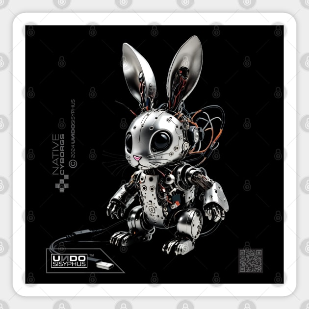 Cute Cyborg Bunny (Black) | UndoSisyphus™ Native Cyborgs Collection Magnet by UndoSisyphus